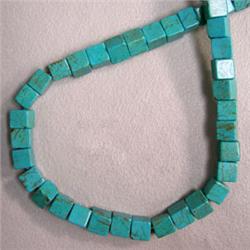 6 MM CUBE SHAPED CHINESE TURQUOISE STRAND - 16 INCHES