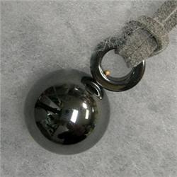 S. SILVER 20 MM HEMATITE UNISEX PENDANT - 32 MM LONG