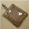 Image 1 : 42x39 MM ROSE QUARTZ METAL PENDANT