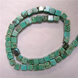 6x6 MM CUBE CHINESE TURQUOISE STRAND - 16 INCHES