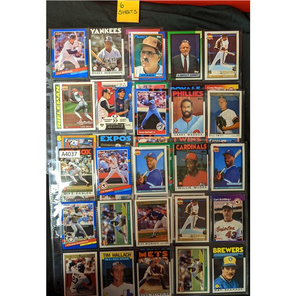 Mixed Baseball Cards, 6 sheets (A4037)
