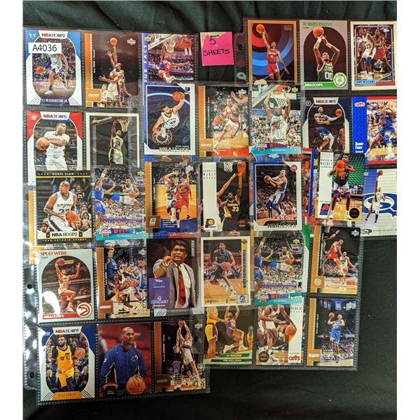 Mixed Basketball Cards, 5 Sheets (A4036)
