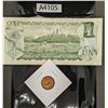 Image 1 : One Canada Dollar Bill Plus 2009 Penny (A4105)