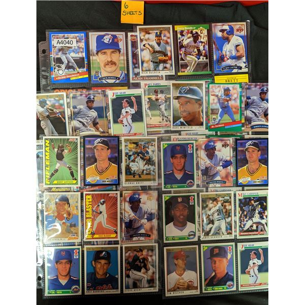 Mixed Baseball Cards, 6 sheets (A4040)