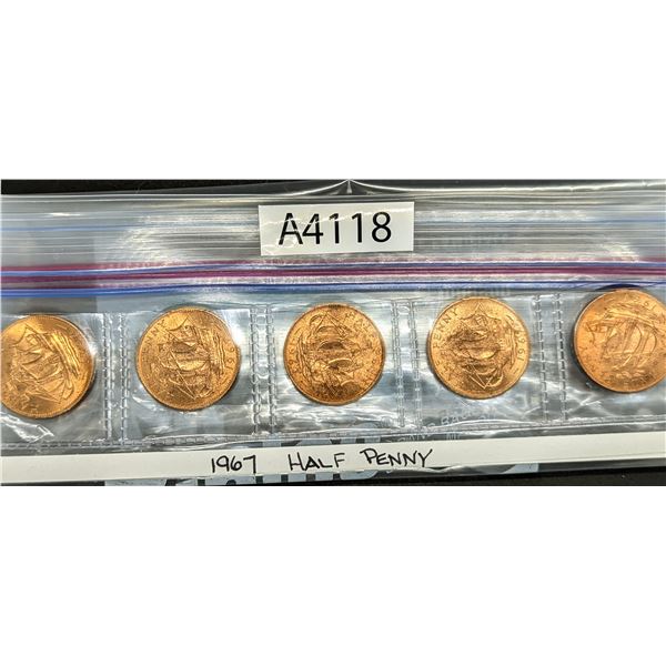 1967 Half Pennies x5 (A4118)