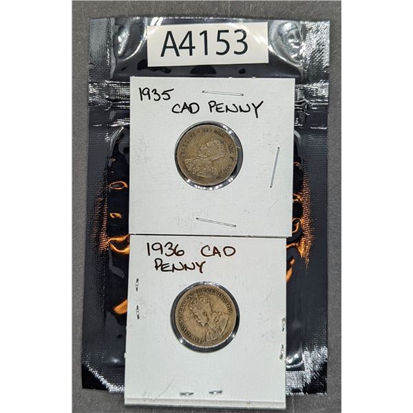 1935 and 1936 Canadian King George Pennies (A4153)