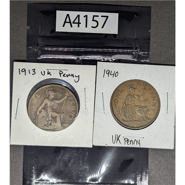 1913 and 1940 UK Pennies (A4157)