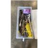 Image 1 : TOTE OF TOOLS, 24 INCH ADJUSTABLE WRENCH, 20 INCH RATCHET WRENCH, CLAMPS, ROPE