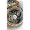 Image 10 : 3 PAILS OF HARDWARE, NAILS, SCREWS, CHAIN, ETC