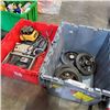 Image 1 : 2 TOTES OF COMMERCIAL ELECTRICAL AND WHEELS