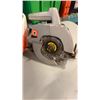Image 4 : TOTE OF HARDWARE, SHOP SUPPLIES, CIRCULAR SAW ,CLAMP, BALCK AND DECKER AIR COMPRESSOR