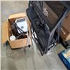 Image 2 : 2 IRON FOLDING CHAIRS WITH BOX OF IRON BIKE, HANGING PLANT HOOK AND MORE