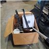 Image 3 : 2 IRON FOLDING CHAIRS WITH BOX OF IRON BIKE, HANGING PLANT HOOK AND MORE