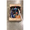 Image 1 : BOX OF PLUMBING SUPPLIES, BRASS FAUCETS, TROUBLE LIGHT