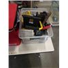 Image 2 : BIN OF SHOP SUPPLIES, TOOLS, COLEMAN COOLER BAG, SHOP LIGHT