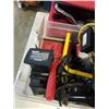 Image 7 : BIN OF SHOP SUPPLIES, TOOLS, COLEMAN COOLER BAG, SHOP LIGHT