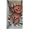 Image 2 : 2 TOTES OF PALLET JACK WHEELS AND TIE DOWN STRAPS