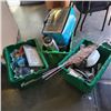 Image 1 : 3 TOTES OF DECORATIONS AND ESTATE GOODS, TABLE LAMP