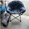 Image 1 : BLUE OVERSIZED FOLDING TUB CHAIR WITH GREY CARRY BAG