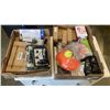 Image 1 : 2 TRAYS OF FIDGET TOYS, READING GLASSES, ELECTRONICS, TABLET REPALCEMENT GLASS, UNIVERSAL REMOTE CON