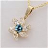 Image 1 : 10KT. YELLOW GOLD 2.6MM X 2.6MM NATURAL BLUE TOPAZ (0.10CTS) & CZ PENDANT WITH STERLING CHAIN, W/A $