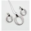 Image 1 : STERLING SILVER CZ EARRINGS & PENDANT WITH STERLING CHAIN, W/A $800.00
