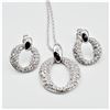Image 2 : STERLING SILVER CZ EARRINGS & PENDANT WITH STERLING CHAIN, W/A $800.00