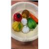 Image 2 : VINTAGE JUG AND BOWL SET WITH SOLID GLASS VEGETABLES