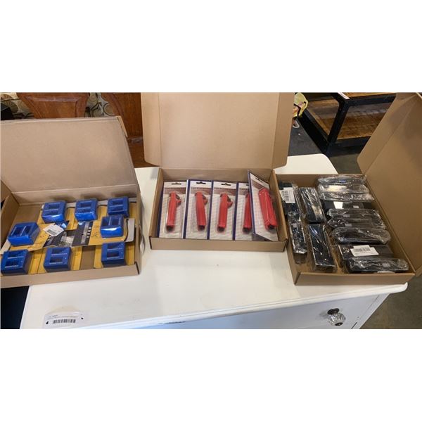 3 TRAYS OF NEW VINYL CLEANERS, CABLE DISMANTELING TOOLS AND MAGNETIZER DEMAGNETIZERS,