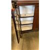 Image 2 : VINTAGE GLASS DOOR LOCKING CURIO CABINET WITH GALLERY AND 3 KEYS