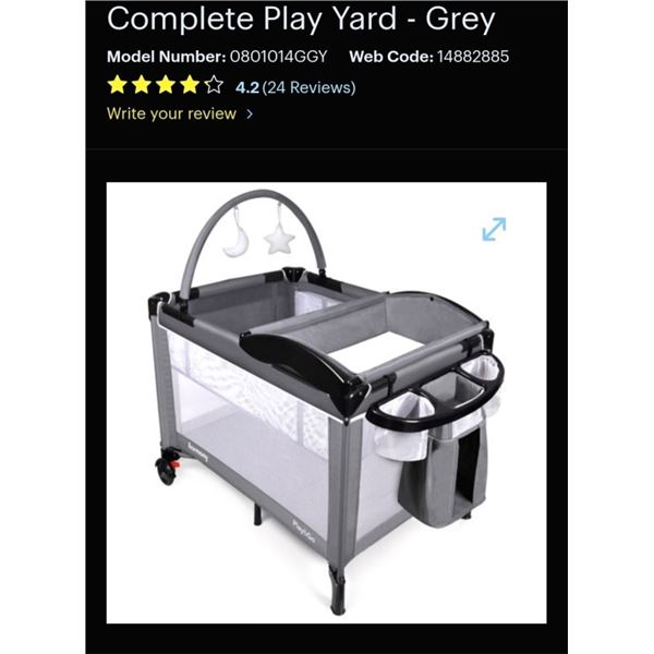 HARMONY PLAY AND GO COMPLETE PLAY YARD, RETAIL $179