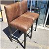 Image 2 : 2 BROWN BAR HEIGHT LEATHER CHAIRS