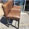Image 3 : 2 BROWN BAR HEIGHT LEATHER CHAIRS