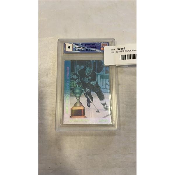 1991 UPPER DECK #AW6 WAYNE GRETZKY LADY BYNG HOLOGRAM CARD GRADED 9