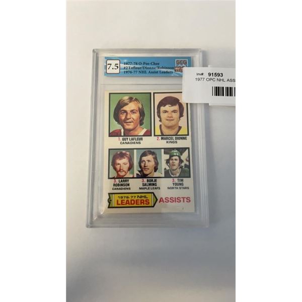 1977 OPC NHL ASSIST LEADERS CARD - GRADED 7.5