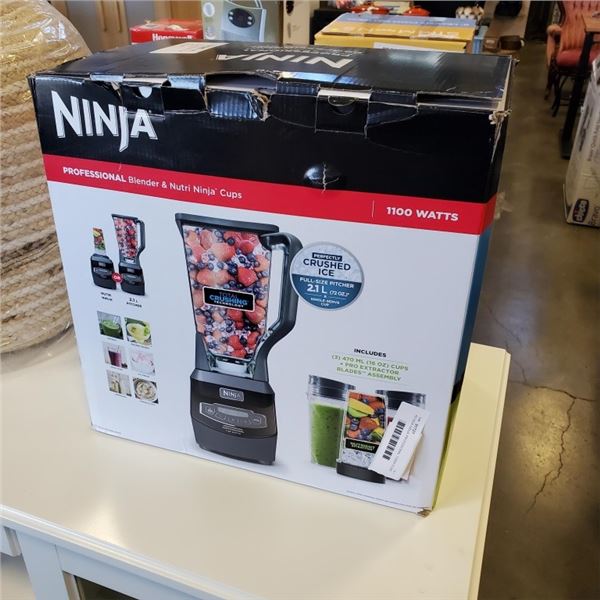 AS NEW NINJA PROFESIONAL 1100W STAND BLENDER WITH NUTRI NINJA CUPS - RETAIL $219