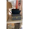 Image 2 : MOES ISABEL TABLE LAMP, STORAGE BOX AND METAL MAN LOG HOLDER