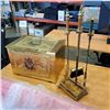 Image 1 : BRASS FIRE BOX AND COMPANION SET