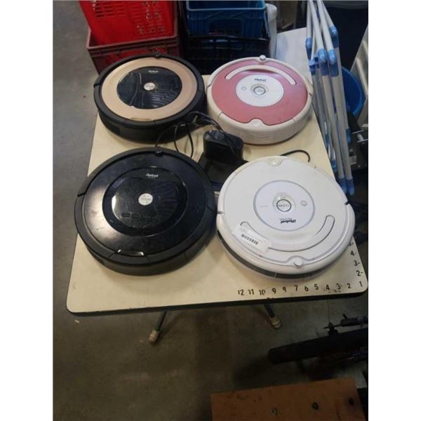 4 IROBOT ROOMBA ROBOT VACUUMS AS FOUND