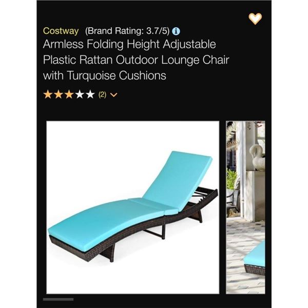 Patio Folding Adjustable Rattan Chaise Lounge Chair with White Cushion