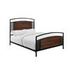 Image 1 : NEW IN BOX QUEEN SIZE INDUSTIAL MESH BED FRAME, DARK WALNUT RETAIL $429