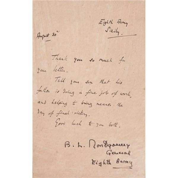 FIELD MARSHAL BERNARD LAW MONTGOMERY FROM SICILY