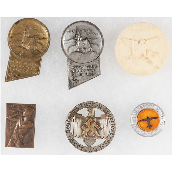 GERMAN & THIRD REICH SPORT PINS (6)
