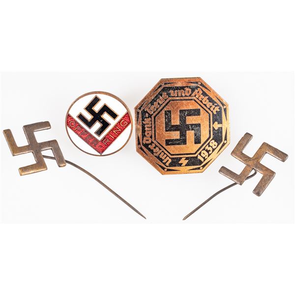 THIRD REICH SWASTIKA PINS (4)