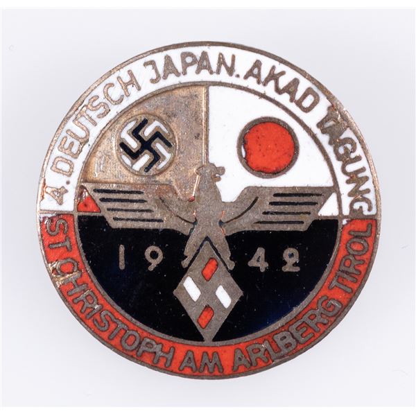 1942 THIR REICH GERMAN JAPANESE NSDStB CONVENTION BADGE