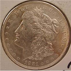 1921-D MORGAN SILVER DOLLAR UNC.