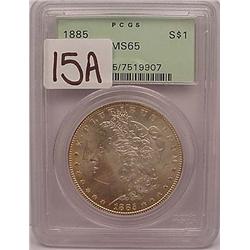 1885-P MORGAN SILVER DOLLAR PCGS MS-65