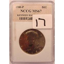 1980-P KENNEDY HALF DOLLAR NCCG MS67