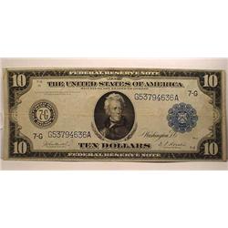 1917 10 DOLLAR FEDERAL RESERVE NOTE - LARGE
