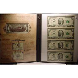 UNCUT SHEET OF 4 - 2 DOLLAR FEDERAL RESERVE NOTES 